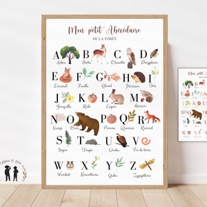 Forest alphabet poster / child and baby alphabet / PDF or printed version / animals, insects, plants