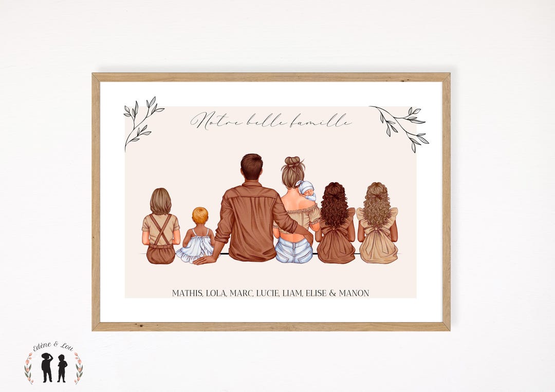 Family Poster Personalized Family Portrait Couple, Parents, Children ...