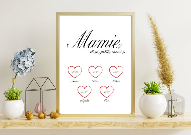 Affiche personnalisée Mamie d'amour - Créatrice ETSY : EdeneetLou