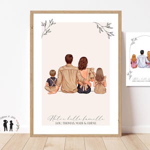 Póster familiar - retrato familiar personalizado - pareja, padres, hijos - pdf o impreso