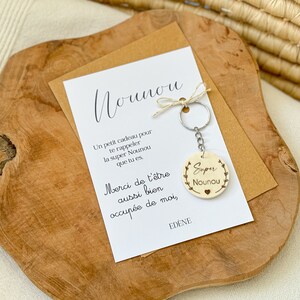 Carte merci Nounou personnalisée & porte-clé en bois - cadeau asmat