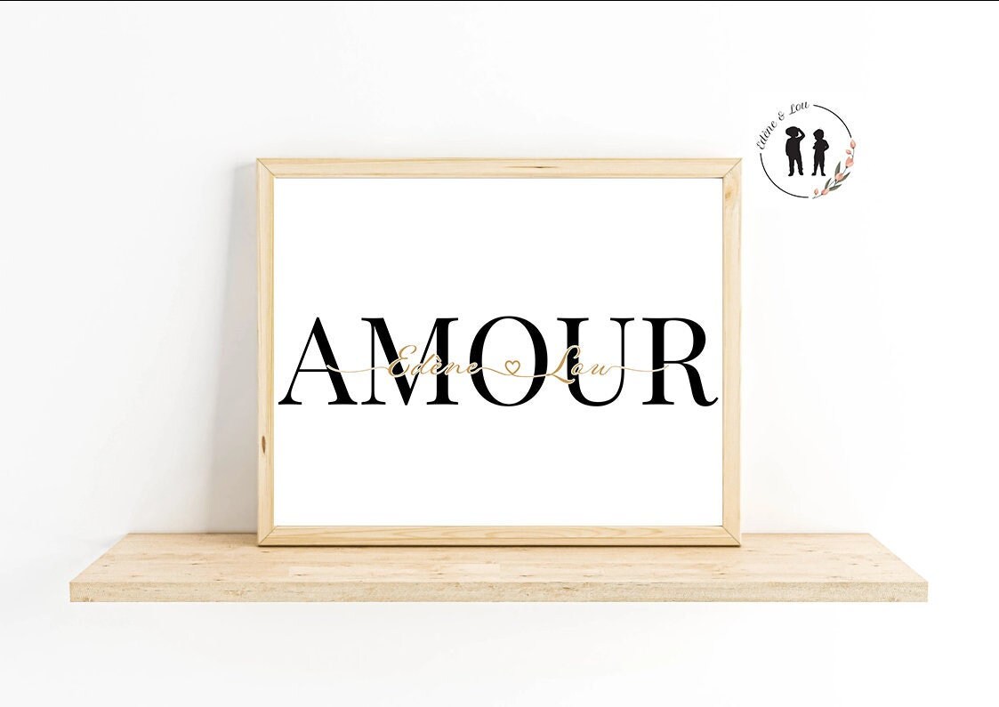Affiche Amour Personnalisée - Affiche Couple Décoration Prénom, Coeur Minimaliste ou Pampas Boho Sai