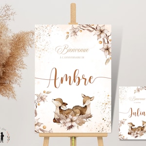 Cartel personalizado de bautizo o cumpleaños Biche - bebé y niño - pdf o impreso