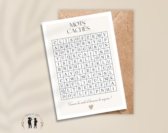Carte annonce de grossesse - mots cachés - annonce grossesse originale - papa, papi, mamie, tata, tatie, tonton - annonce personnalisée