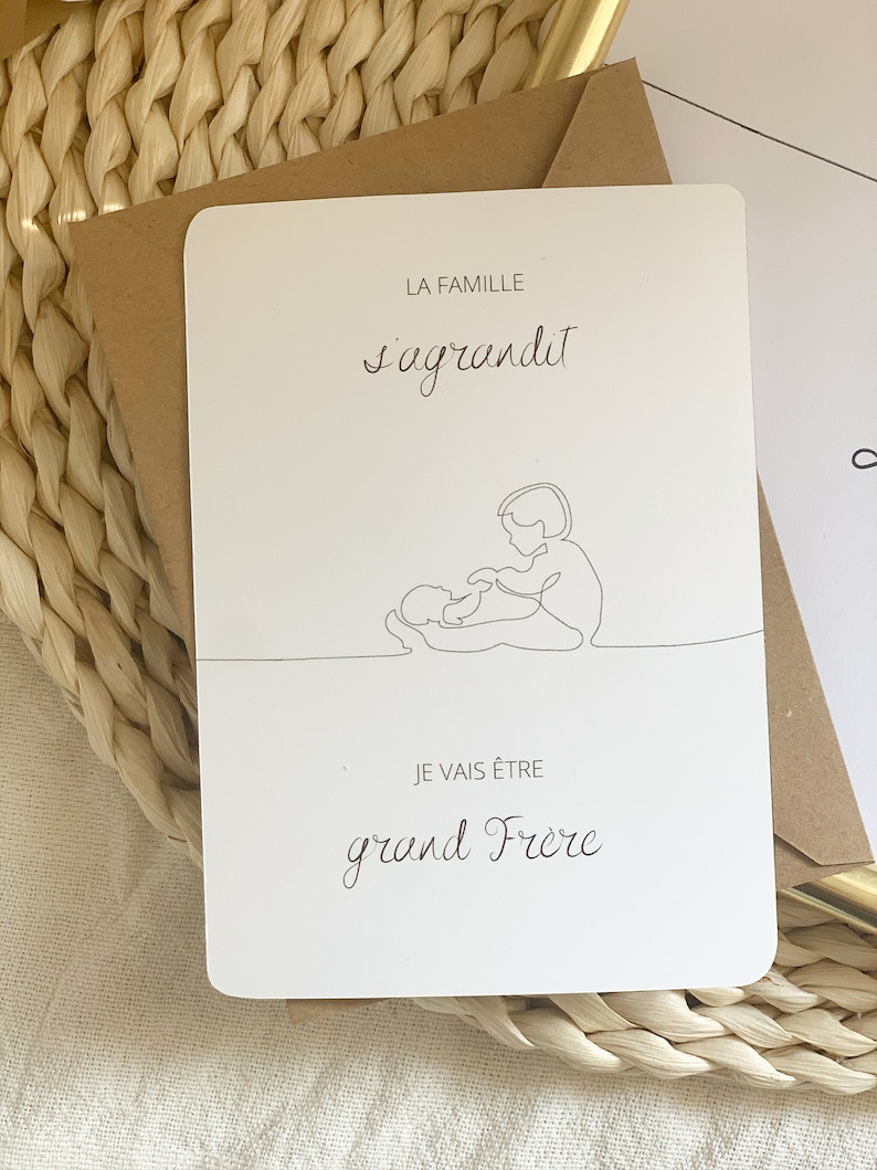 Carte annonce de grossesse / deuxième grossesse, grand frère, grande soeur ou date immagine 8
