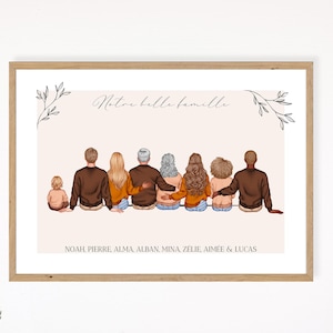 Póster familiar XL - retrato familiar personalizado - pareja, padres, hijos, abuelos, - familia numerosa - pdf o impreso