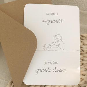 Carte annonce de grossesse / deuxième grossesse, grand frère, grande soeur ou date immagine 7