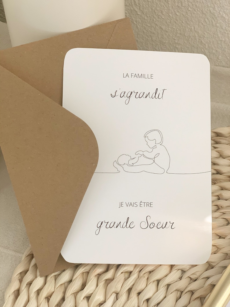 Carte annonce de grossesse / deuxième grossesse, grand frère, grande soeur ou date immagine 7