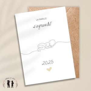 Carte annonce de grossesse - bébé naissance date - carte personnalisée