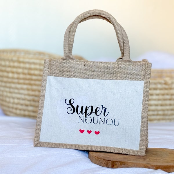 Sac Super Nounou - Mini cabas en jute - caba taille S