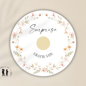 Carte à gratter annonce de grossesse ronde - carte annonce bébé - mamie, tatie, tata, tonton, papi, marraine, parrain