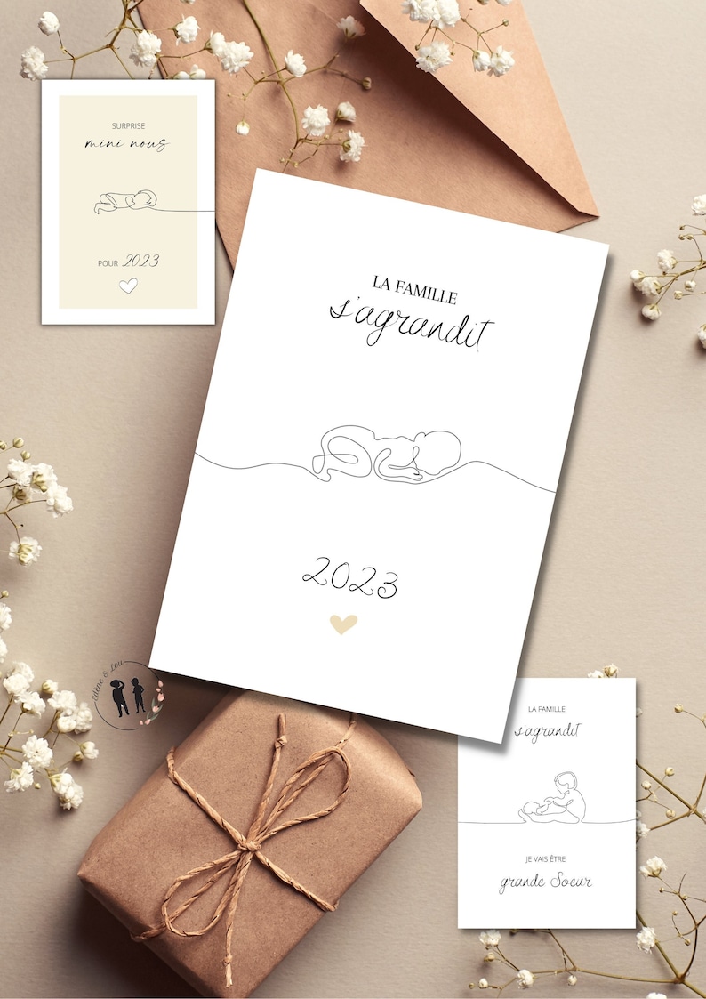 Digital card pregnancy announcement - baby birth date - file .pdf image 1