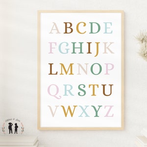 Alfabeto póster / ABC multicolor / alfabeto habitación para bebés - Niño