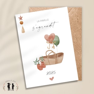 Carte annonce de grossesse - Noël collection - bébé naissance date - carte personnalisée