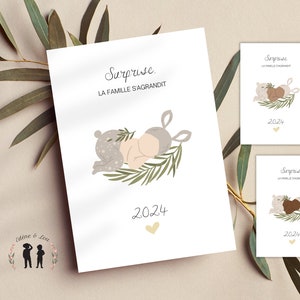 Carte annonce de grossesse personnalisée - bébé naissance date - carte grossesse noël - Pdf ou imprimée