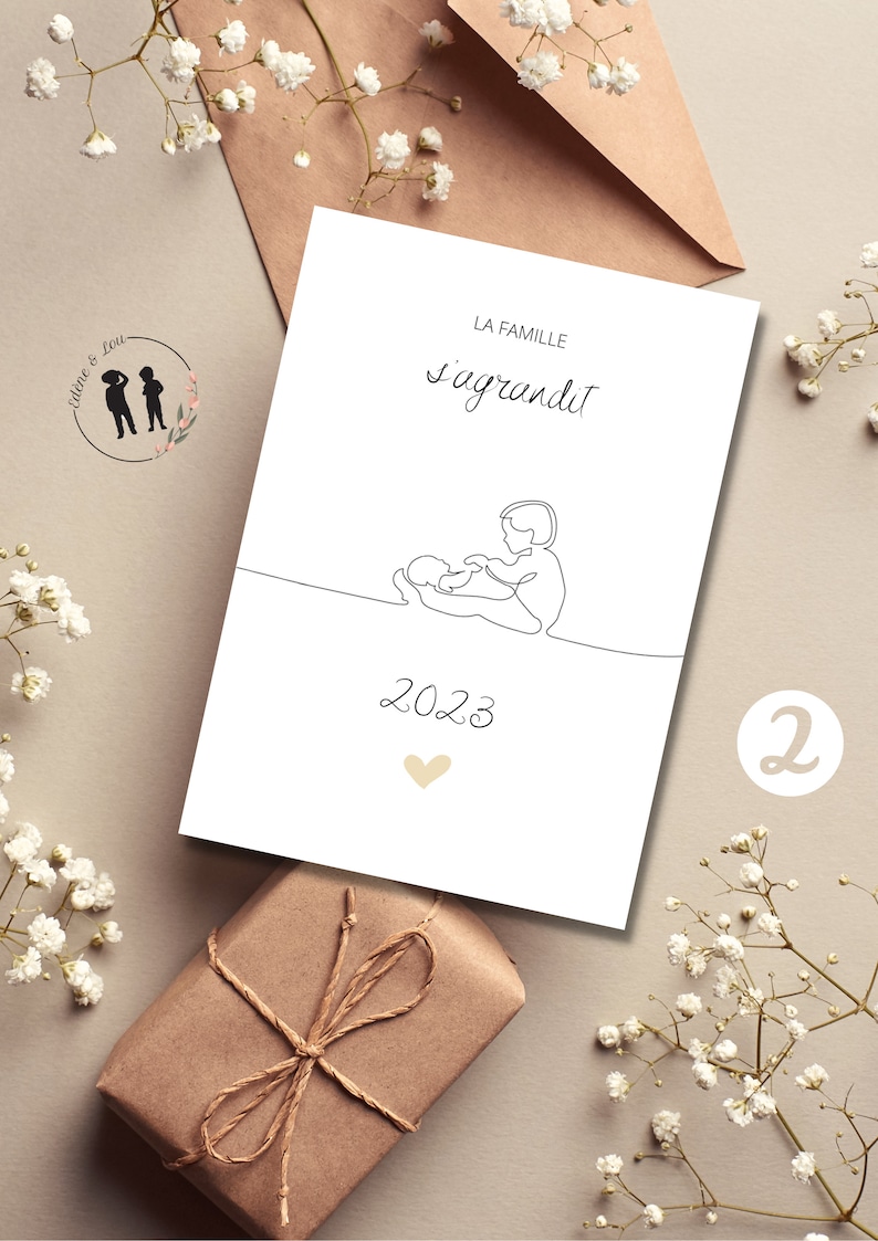 Digital card pregnancy announcement - baby birth date - file .pdf - 2
