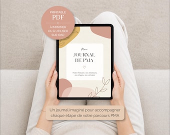 Journal PMA numérique pdf, planner fertilité et FIV, carnet parcours pma à imprimer, suivi cycle, traitements, émotions, iPad goodnotes