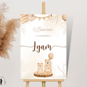 Cartel personalizado de bautizo o cumpleaños Osito - bebé y niño - pdf o impreso