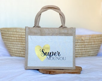 Sac Super Nounou - Mini cabas en jute - caba taille S