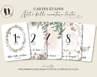 Breastfeeding milestone cards - baby and mother - 14 cards - breastfeeding weddings