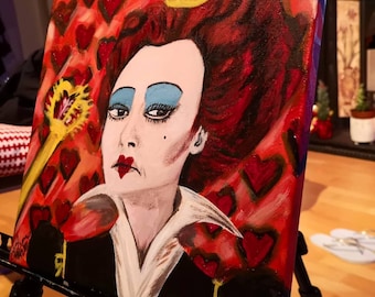 The Red Queen Alice in Wonderland Painting Helena Bonham Acrylic Art 30cm x 30 cm