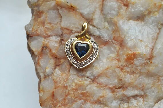 Pendentif Coeur Saphir et Diamants - image 1