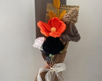 Handmade Crochet Halloween Bouquet – Spooky Autumn Flowers – Halloween Home Decor – Gift for Her