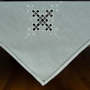 Diamond and Dot Embroidered Square Tablecloth (style #3048)