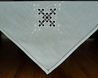 Diamond and Dot Embroidered Square Tablecloth (style #3048)