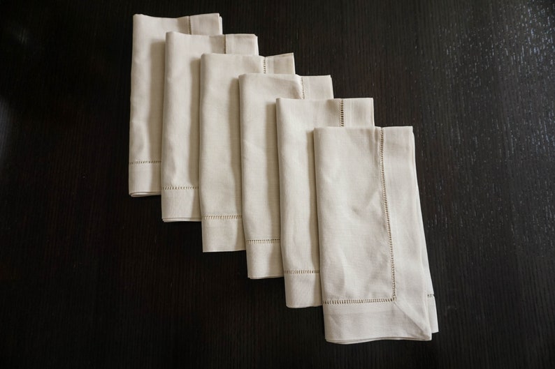 Linen Cotton Hemstitch Napkins set of 6 style 8838 Etsy