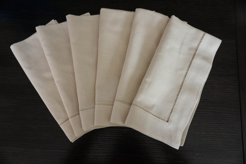 Linen Cotton Hemstitch Napkins set of 6 style 8838 Etsy