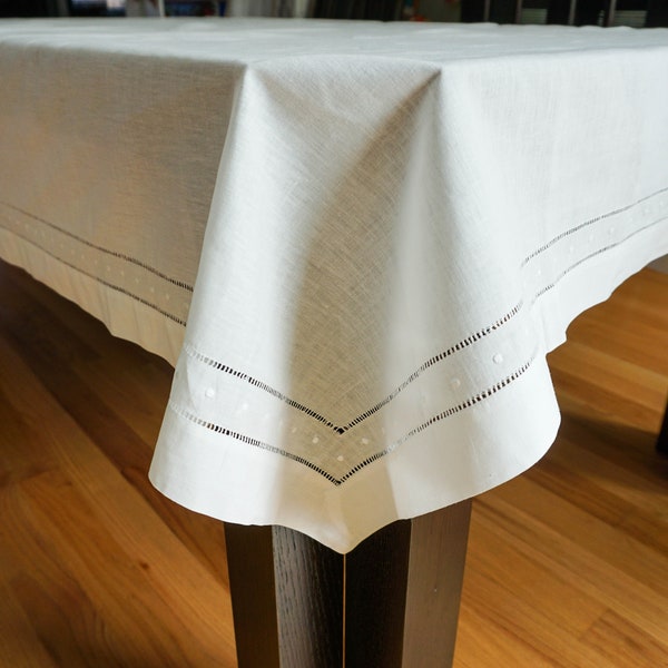 Swiss Dot with Hemstitch Tablecloth (style #8648)