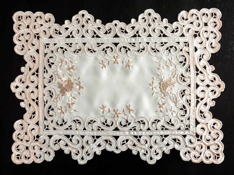 Polyester Floral Embroidered Cutwork Placemats set of 4 Etsy