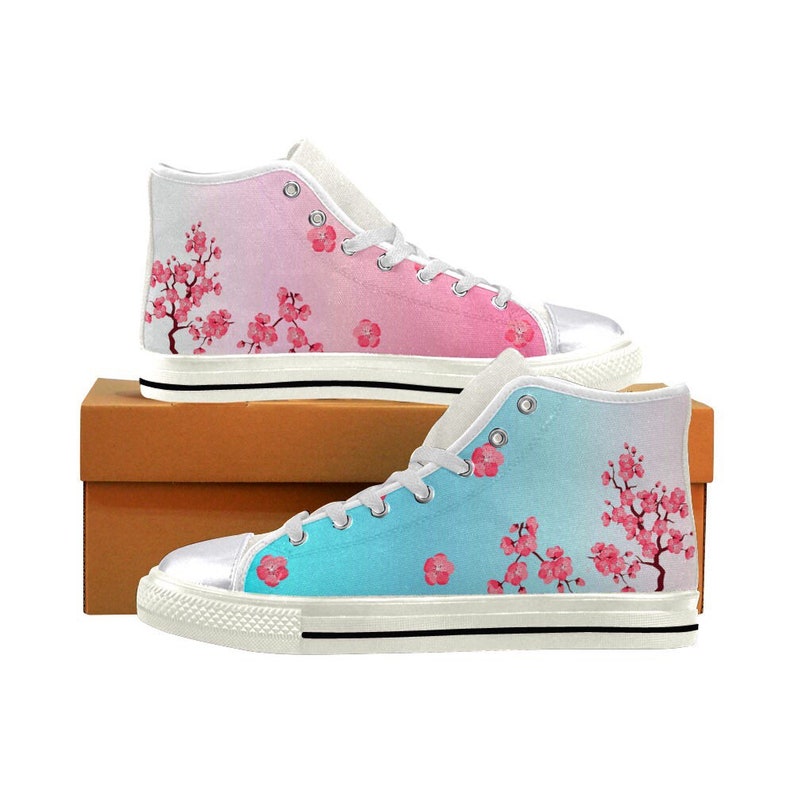 Cherry Blossoms Sakura Canvas Shoes Gradient Kawaii | Etsy