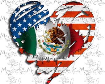 Download Mexican Usa Flag Etsy