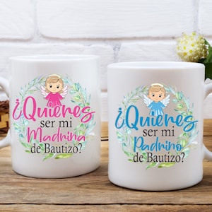 Quieren Ser Mis Padrinos De Bautizo Mug Set. Padrinos De Bautizo Propuesta  Gift Idea. Madrina - Padrino Proposal In Spanish. Tazas de 11 Onzas.