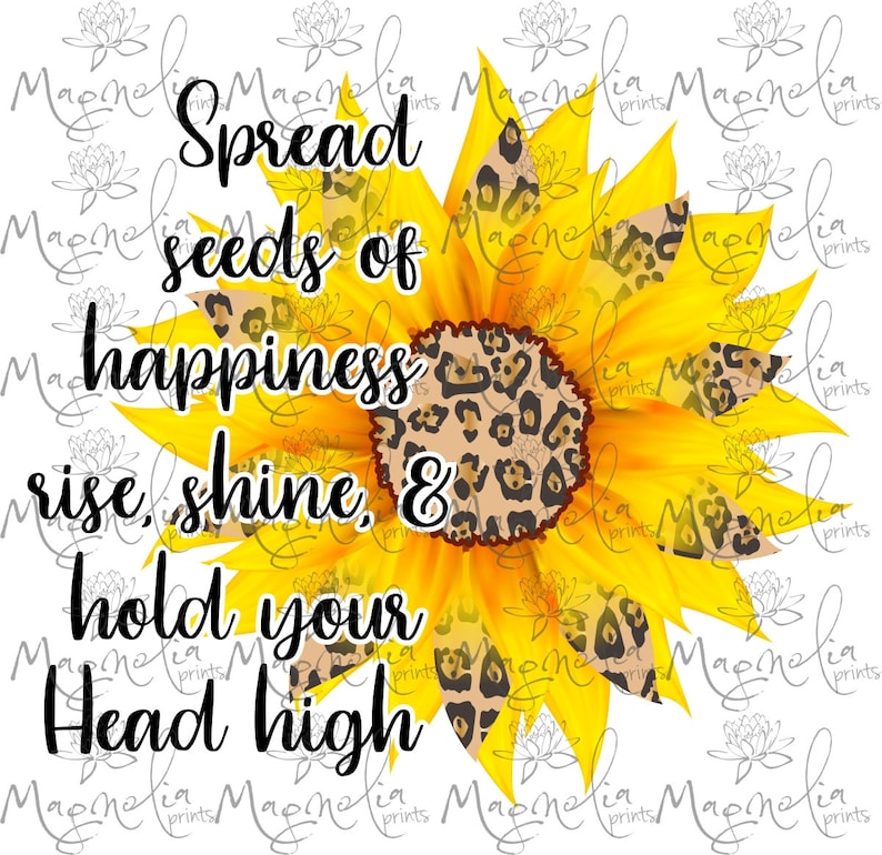 Digital Sunflower quote / Spreed seeds of happiness / download Etsy