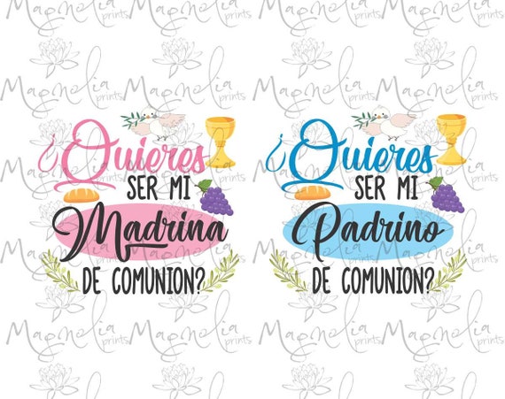 Quieres Ser Mi Madrina Padrino / 1st Communion Proposal / Propuesta  Comunion/ Invitacion Padrinos / Godparents / Spanish Sacrament 