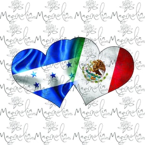 Archivo digital / 2 Corazones con Banderas Honduras México / digital / archivo de diseño descargar PNG & JPG / san valentín