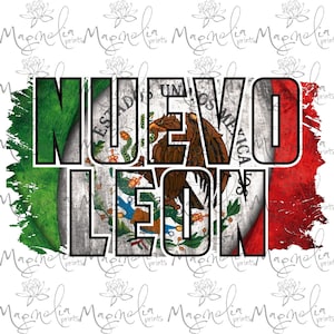 Mexican flag  Nuevo Leon word   /  digital / design file download PNG and JPG