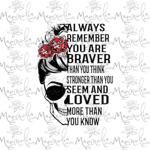 Always remember you are braver thank you think/ skull /  digital / design file download SVG and PNG