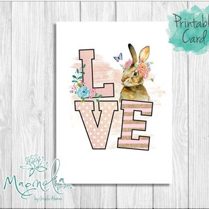 Digital Card  /Love Easter Bunny / Digital download / Printable / friends /  Christ / Inspirational / digital art