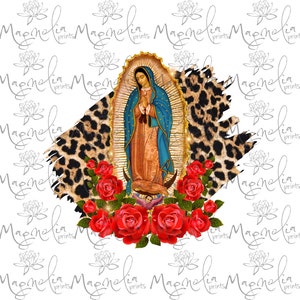 Digital art / Virgen de guadalupe roses animal print / spanish  / printable file / download file / PNG / graphic / art
