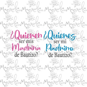 Quieres ser mi madrina ? Padrino? / proposition de présentation / propuesta presentacion / invitacion padrinos / parrains / baptême espagnol