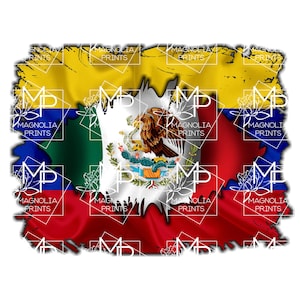 Digital file /  Venezuela Mexico  flag /  digital / design file download PNG