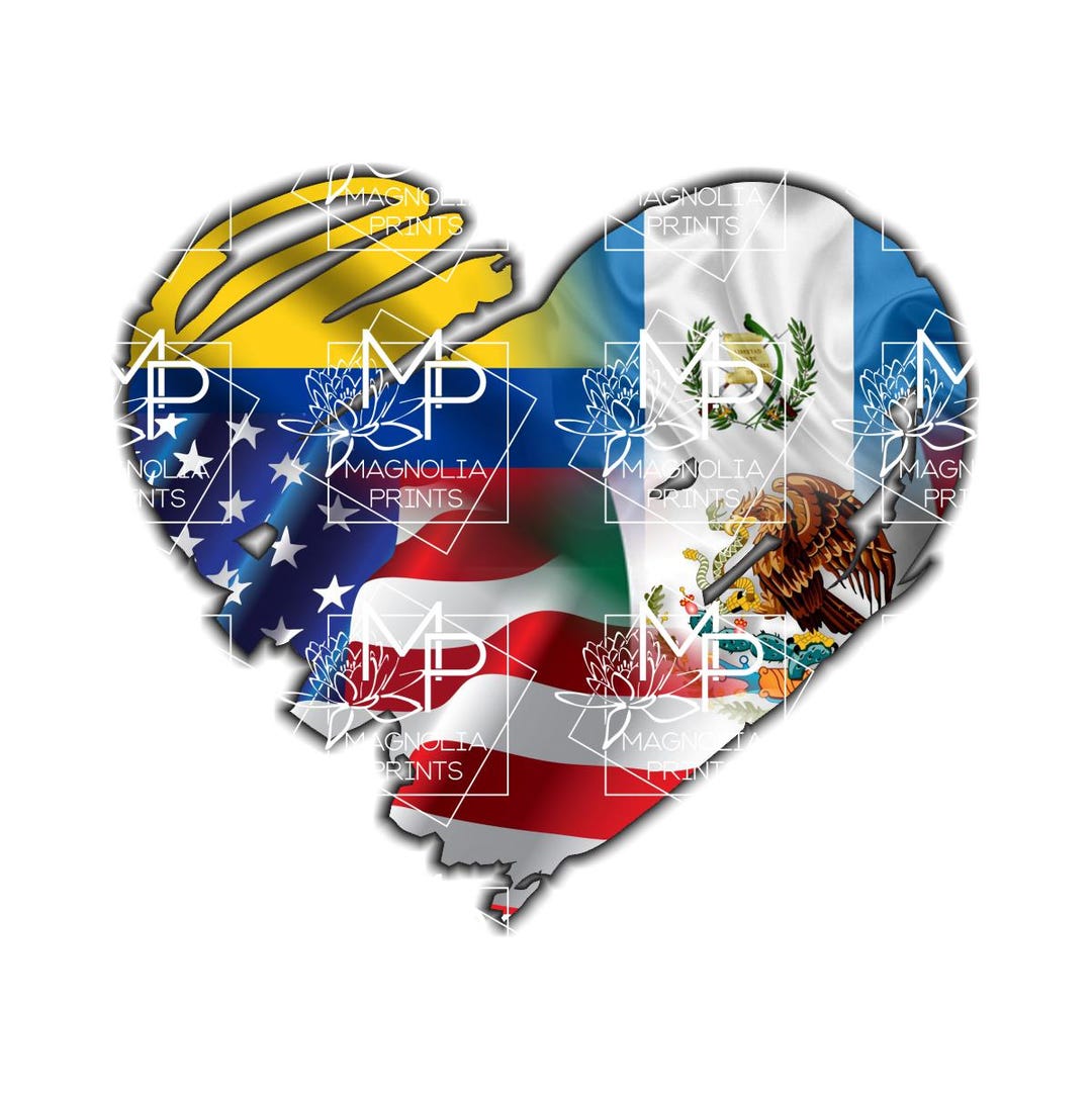 Digital File / USA Mexico Colombia Guatemala Flag Heart / Digital