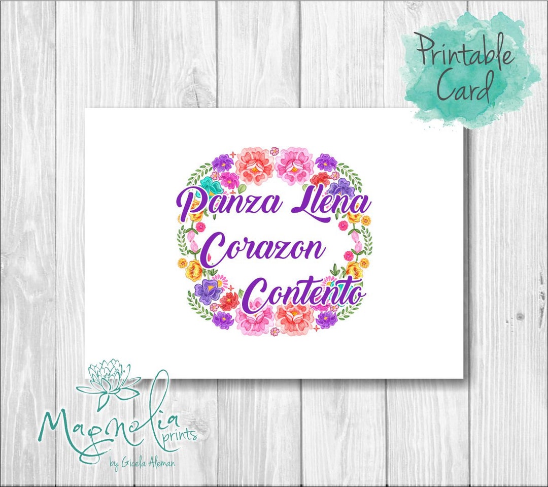 Digitale Karte / Panza llena corazon Contento / Digital download /  Printable / inspirierendes Zitat / lustiges Zitat / mexikanisch / spanisch  - Etsy Österreich, image size:1080x959