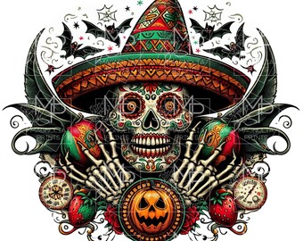 Mexican Halloween spooky /  Spanish design  /  digital / design file download PNG ONLY