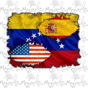 3 flags USA Venezuela, Spain   flag   /  digital / design file download  PNG