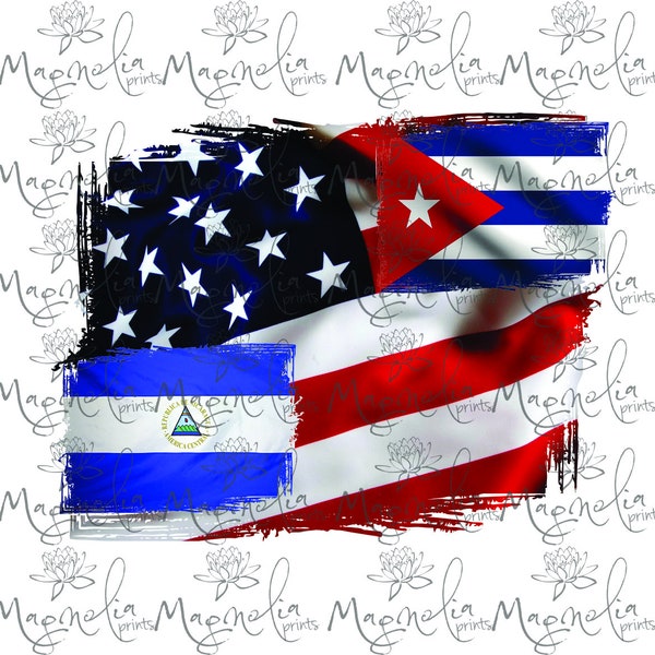 Cuba  USA and Nicaragua flag   /  digital / design file download  PNG